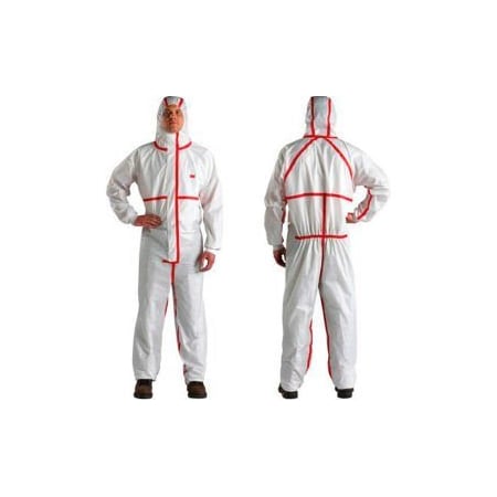 3M Disposable Coverall, Knit Cuffs & Attached Hood, White/Red, L, 4565-BLK-L, 25/Case 7000109047